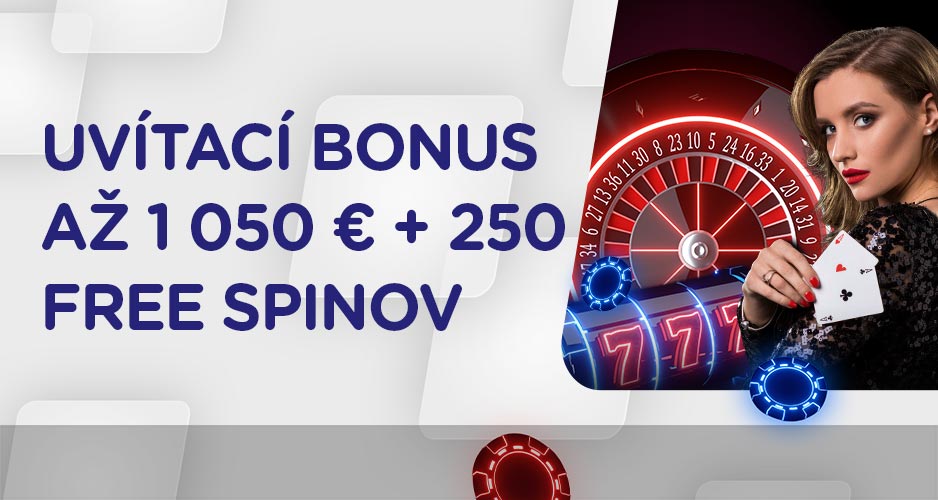 Uvítací bonus 1050€ a 280 free spinov